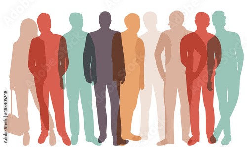 silhouette crowd of people on white background isolated vector