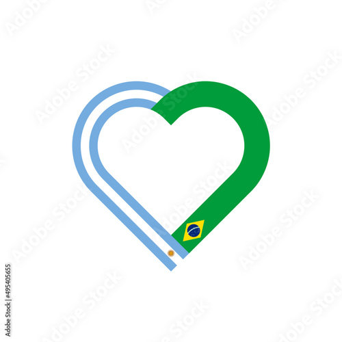 friendship concept. heart ribbon icon of argentina and brazil flags. vector illustration isolated on white background