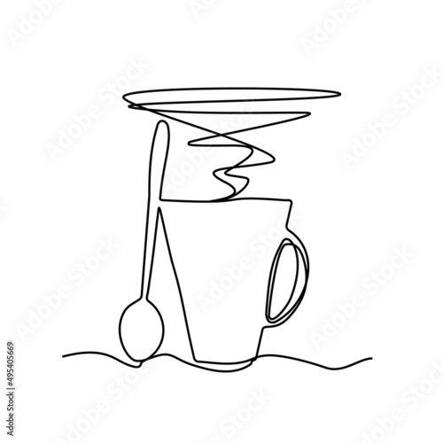 Continuous Thin Line Coffee Cup