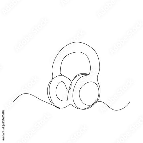 Headphone Linear Art Drawing
