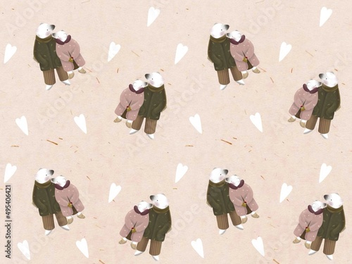 Принти на полотні Pattern, illustration, design White bears, love, eternal sunshine of the spotle