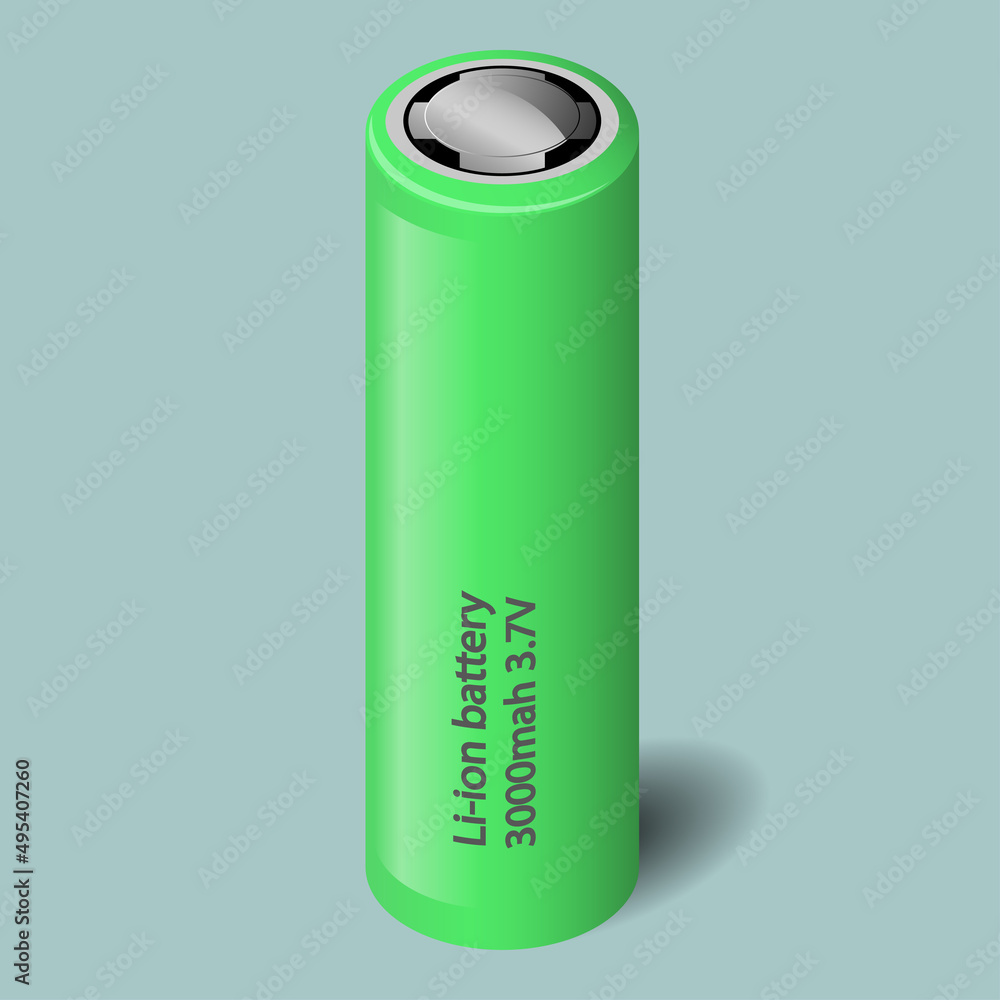 Green li-ion battery with inscription Green li-ion battery with inscription