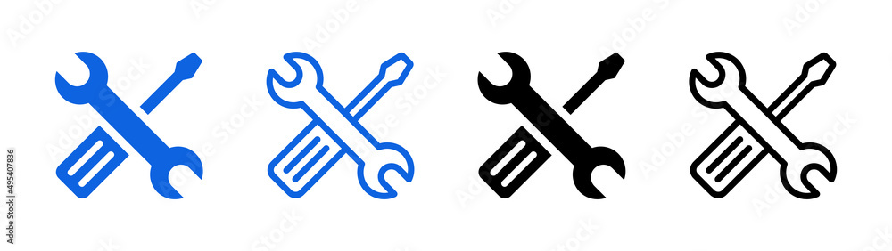 Tool icon set. Screwdriver and wrench icon collection. Vector illustration Tool icon set. Screwdriver and wrench icon collection. Vector illustration