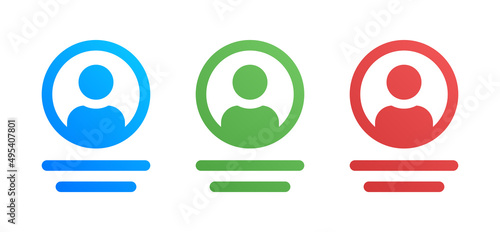 User profile account icon collection. Login symbol vector illustration.