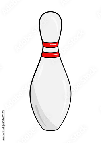 Bowling pin. Cartoon. Vector illustration. Isolated on white background