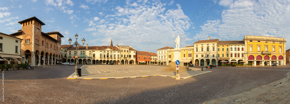 Montagnana, Italy August 6, 2018: Main square of the city.