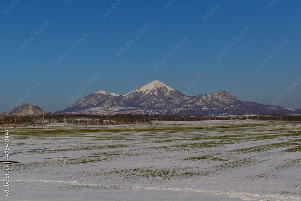 view of Mount Beshtau from Yessentuki in early spring