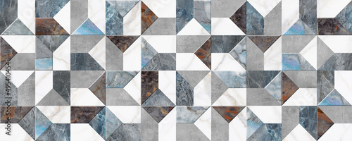 colorful patchwork tiles pattern, geometric decor digital tile surface