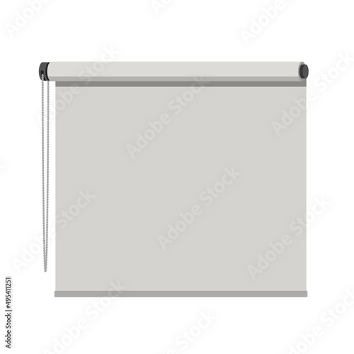Roller blind for windows. White curtain or projection screen.