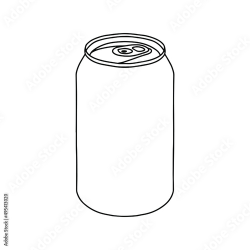 Drink can mockup. Hand drawn vector illustration with Aluminum can. Used for poster, banner, t-shirt print, bag print, badges and logo design.