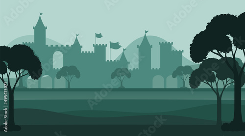 Empty silhouette medieval background