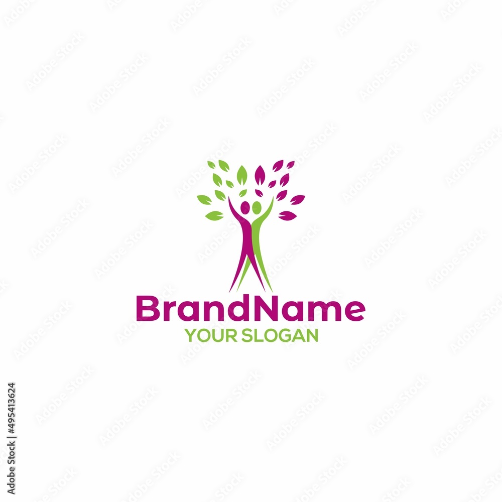 Obraz premium Healthy Human Leaf Logo Design Vector