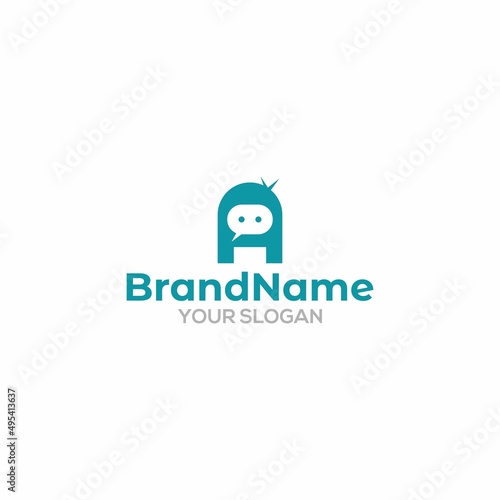 Ninja Chat in Letter A Logo Design Vector