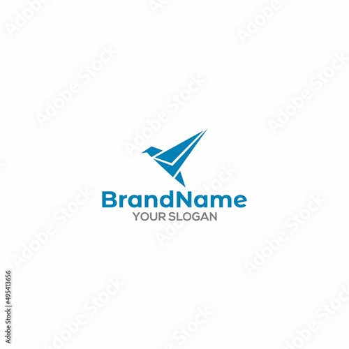 Checklist bird origami logo design vector