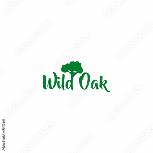 Green Wild Oak Logo Design Vector