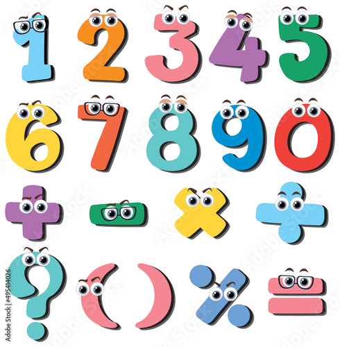 A set of number and math icon