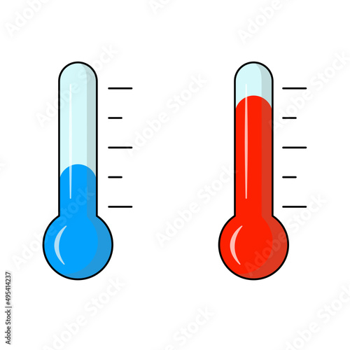 Thermometer, cold and hot temperature. Cartoon. Vector illustration