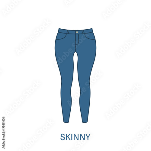 Skinny Pants Type of Woman Trousers Silhouette Icon. Modern Women Garment Style. Fashion Casual Apparel. Beautiful Type of Female Jeans Trousers. Slacks, Loose Pants. Isolated Vector Illustration