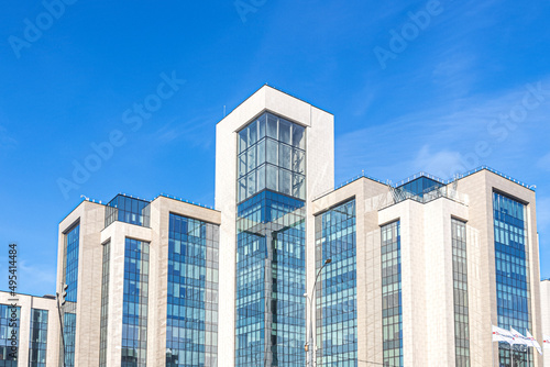 Office building of a private Russian oil company, against a blue sky