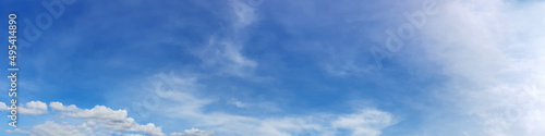 Panorama sky with cloud on a sunny day. Beautiful cirrus cloud.