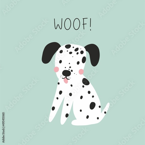 Cute cartoon dog - vector illustration. Love my pets. Dalmatian