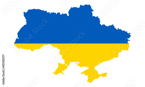 Ukraine Country on Blue, Yellow Map Silhouette Icon. State Territory Shape with Border Pictogram. Ukrainian Country on European Continent. Freedom, Patriotism Concept. Isolated Vector Illustration