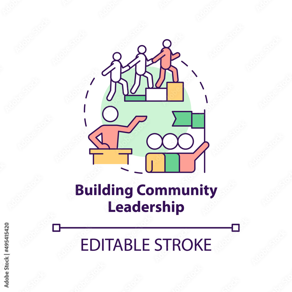 Building community leadership concept icon. Reason for participation abstract idea thin line illustration. Isolated outline drawing. Editable stroke. Arial, Myriad Pro-Bold fonts used