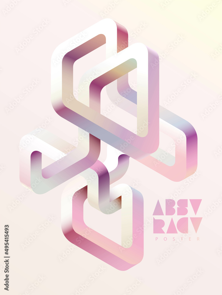 Isometric impossible light shapes. Abstract geometric composition. Isometric impossible light shapes. Abstract geometric composition.