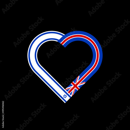 heart ribbon icon of israel and united kingdom flags. vector illustration isolated on black background