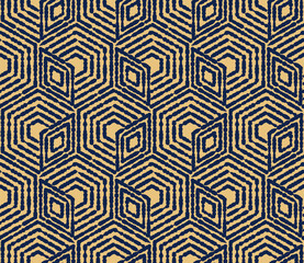 Wandcirkels Blauw goud patronen Goud marineblauw traliemotief naadloos  © ELENA