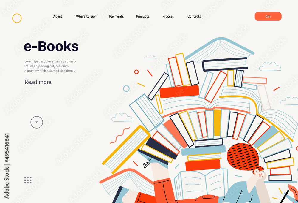 Technology Memphis ebooks modern flat vector concept digital