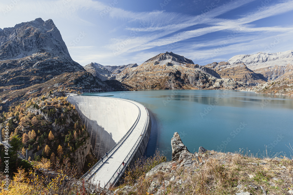 Emosson dam in autumn, Valais (Wallis), Switzerland