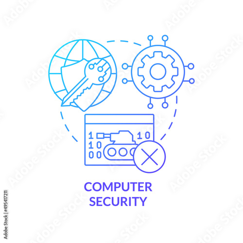 Computer security blue gradient concept icon. Attack prevention. Dimensions of national safety abstract idea thin line illustration. Isolated outline drawing. Myriad Pro-Bold font used