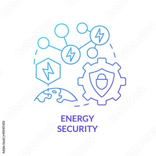 Energy security blue gradient concept icon. Power systems safety. National protection program abstract idea thin line illustration. Isolated outline drawing. Myriad Pro-Bold font used