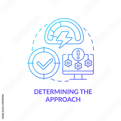 Determining approach blue gradient concept icon. National security guaranty. Dealing with threats abstract idea thin line illustration. Isolated outline drawing. Myriad Pro-Bold font used