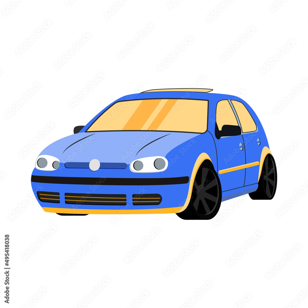 Volkswagen Golf car, auto, logo. Vector illustration.