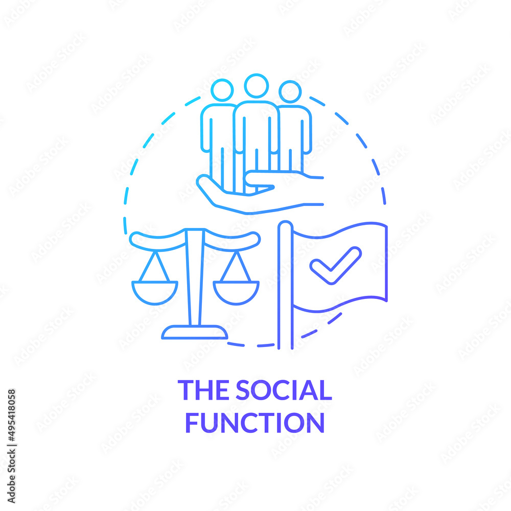 Social function blue gradient concept icon. Citizens safety guaranty. Defence of national economic system abstract idea thin line illustration. Isolated outline drawing. Myriad Pro-Bold font used Social function blue gradient concept icon. Citizens safety guaranty. Defence of national economic system abstract idea thin line illustration. Isolated outline drawing. Myriad Pro-Bold font used