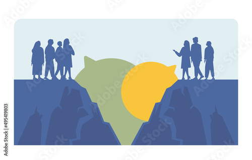 Negotiation concept. Opposite opinions, directions, interests and points