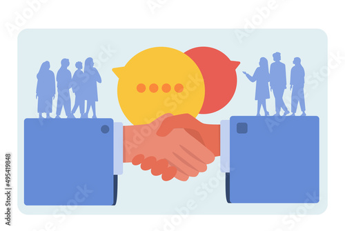 Negotiation concept. Opposite opinions, directions, interests and points