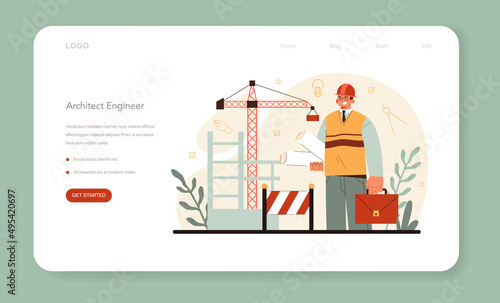 Architect web banner or landing page. Idea of architectural project
