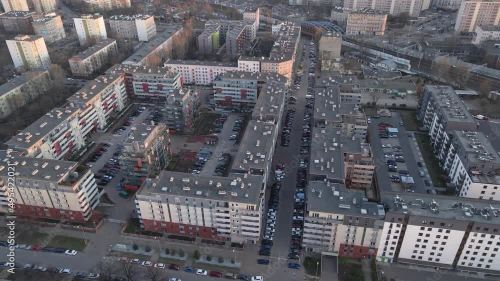Residential area in europe city, aerial view. Cityscape of Wroclaw neighborhood, Poland Residential area in europe city, aerial view. Cityscape of Wroclaw neighborhood, Poland