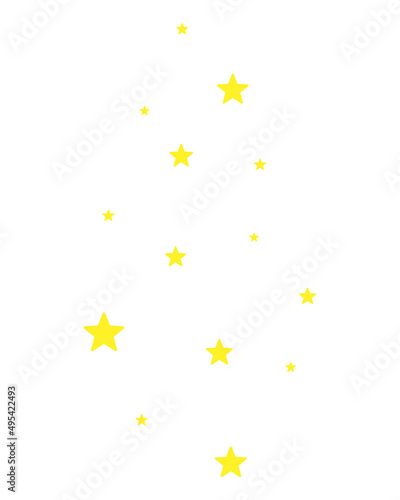 Stars. Golden celestial bodies rise up. Milky way in the galaxy. Color vector illustration. Outlines on an isolated background. Idea for web design.