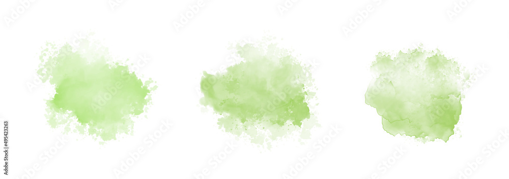 custom made wallpaper toronto digitalSet of abstract green watercolor water splash on a white background. Vector watercolour texture in salad color. Ink paint brush stain. Green splatters spot. Watercolor pastel splash