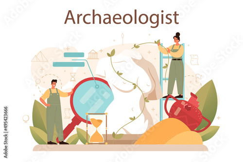 Archaeologist concept. Ancient history scientist or paleontologist
