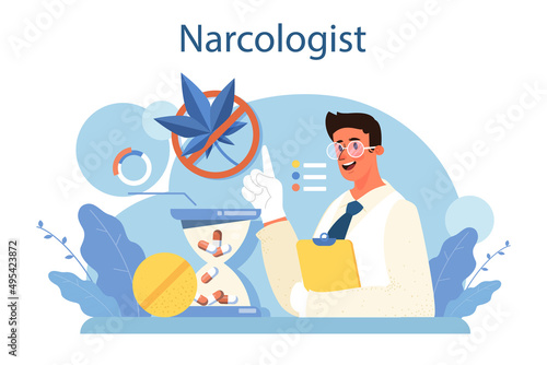 Narcologist concept. Specialist provide help for people with addiction