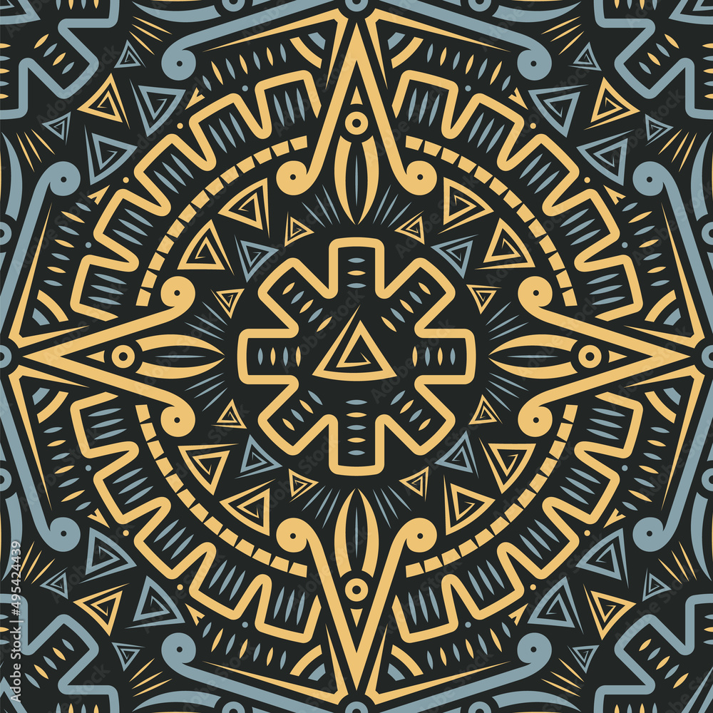 Tribal Seamless Pattern. Ethnic Geometric Vector Background. Aztec or Inca Style Tribal Seamless Pattern. Ethnic Geometric Vector Background. Aztec or Inca Style