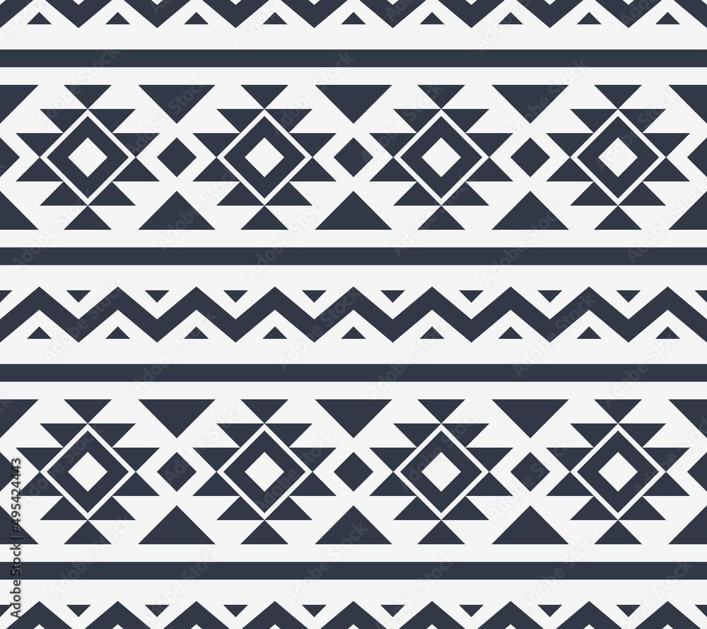 Tribal Seamless Pattern. Monochrome Ethnic Geometric Vector Background. Aztec or Inca Style Tribal Seamless Pattern. Monochrome Ethnic Geometric Vector Background. Aztec or Inca Style