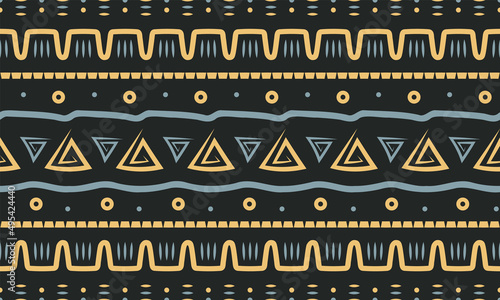 Tribal Seamless Pattern. Ethnic Geometric Vector Background. Aztec or Inca Style