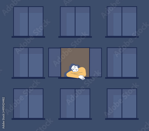 Loneliness or solitude concept. Unhappy person being alone among