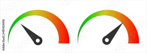 Speedometer goods gauge rating meters set. Credit score indicators. Level indicator, credit loan scoring manometer